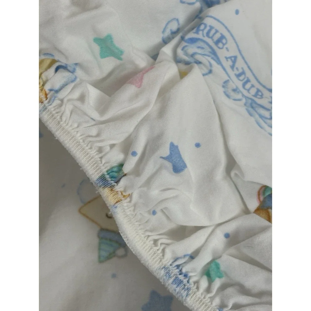 Twinkle Twinkle Rub A Dub Teddy Bear Stars Sheep Vintage Crib Sheet Light‎ Blue